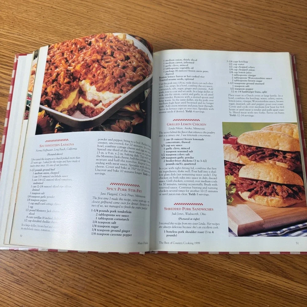 The Best of Country Cooking 1999 Reiman Publications Hardcover‎ Cookbook Gingham